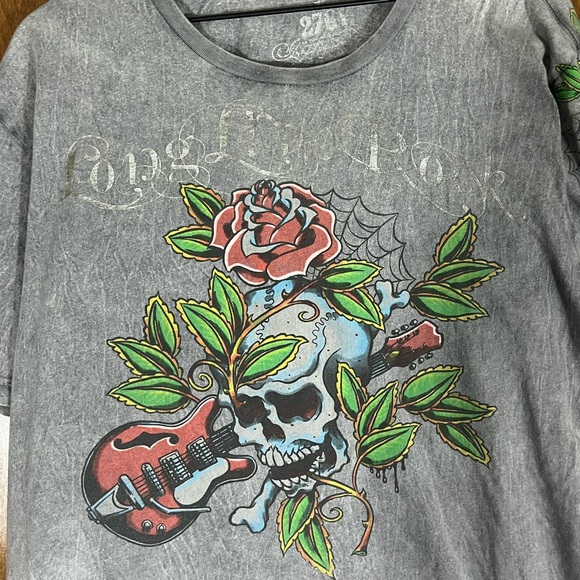 Mens 2761 La Vida Imita Skulls Ed Hardy style T-shirt Fits Large Gray - Picture 4 of 5